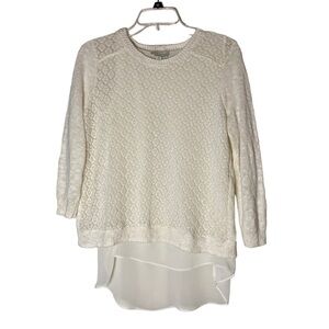 Lucky Brand Cream Split Back Sweater